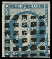 EMPIRE NON DENTELE - 15   25c. Bleu, Obl. GROS POINTS, TB - 1853-1860 Napoléon III