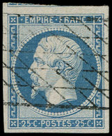 EMPIRE NON DENTELE - 15   25c. Bleu, Obl. GRILLE SANS FIN, TTB - 1853-1860 Napoléon III