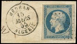 EMPIRE NON DENTELE - 15a  25c. Bleu Laiteux, Obl. PC S. Fragt Avec Càd MEDEAH 15/3/55, TTB - 1853-1860 Napoleone III