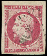 EMPIRE NON DENTELE - 17B  80c. Rose, Grandes Marges, Obl. Amb. ML2°, TTB/Superbe - 1853-1860 Napoléon III