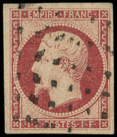 EMPIRE NON DENTELE - 18    1f. Carmin, Oblitéré GROS POINTS, TB - 1853-1860 Napoléon III
