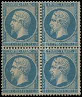 ** EMPIRE DENTELE - 22   20c. Bleu, BLOC De 4, Frais Et TB - 1862 Napoléon III