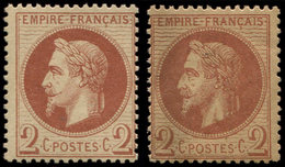 ** EMPIRE LAURE - 26A Et 26B, 2c. Rouge-brun, T I Et T II Très Caractéristiques, TB - 1863-1870 Napoléon III. Laure