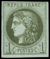 (*) EMISSION DE BORDEAUX - 39A   1c. Olive, R I, 1er état, Pos. 9, TB - 1870 Emisión De Bordeaux