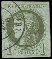 EMISSION DE BORDEAUX - 39A   1c. Olive, R I, 2ème état, Obl. Càd, TB - 1870 Emisión De Bordeaux