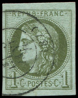 EMISSION DE BORDEAUX - 39A   1c. Olive, R I, Obl. Càd T17, Belles Marges, TTB - 1870 Emisión De Bordeaux