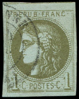 EMISSION DE BORDEAUX - 39C   1c. Olive, R III, Obl. Càd, Filet De Voisin En Haut, TTB - 1870 Emisión De Bordeaux