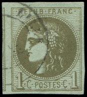 EMISSION DE BORDEAUX - 39Cb  1c. Olive Foncé, R III 2e état, Obl. Càd, TB - 1870 Emisión De Bordeaux