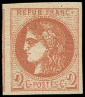 ** EMISSION DE BORDEAUX - 40B   2c. Brun-rouge, R II, Voisin à Gauche, Superbe - 1870 Emisión De Bordeaux