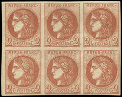 ** EMISSION DE BORDEAUX - 40B   2c. Brun-rouge, R II, BLOC De 6, 1 Ex. *, Frais Et TTB. C - 1870 Emisión De Bordeaux