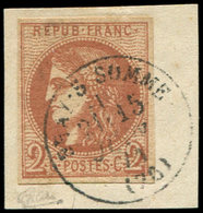 EMISSION DE BORDEAUX - 40B   2c. Brun-rouge, R II, Obl. Càd T16 BRAY-S-SOMME 15/6/71 S. Petit Fragt, TTB, Certif. Calves - 1870 Emisión De Bordeaux