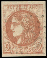 EMISSION DE BORDEAUX - 40B   2c. Brun-rouge, R II, Obl. GC, Frappe Légère, TTB - 1870 Emisión De Bordeaux