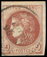 EMISSION DE BORDEAUX - 40Bb  2c. Marron, R II, Obl. Càd, Frappe Légère, TTB - 1870 Emisión De Bordeaux