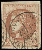 EMISSION DE BORDEAUX - 40Bg  2c. CHOCOLAT, R II, Obl. Càd T16 CASTILLON-EN-COUSERANS 9/71, TTB. C Et Br - 1870 Emisión De Bordeaux