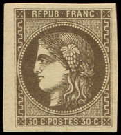 * EMISSION DE BORDEAUX - 47d  30c. Brun Foncé, Petit Bdf, Inf. Froiss. Horiz., Sinon TB - 1870 Emisión De Bordeaux