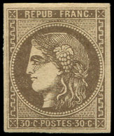 * EMISSION DE BORDEAUX - 47e  30c. Brun, "R" Relié Au Cadre, Ch. Légère, TB. C - 1870 Emisión De Bordeaux