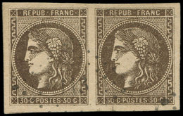 EMISSION DE BORDEAUX - 47   30c. Brun, PAIRE Obl. PC Du GC 113, Frappe Légère, Belles Marges, TTB/Superbe - 1870 Emisión De Bordeaux