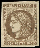 EMISSION DE BORDEAUX - 47e  30c. Brun, "R" Relié Au Cadre, Obl. Très Légère, TTB - 1870 Emisión De Bordeaux