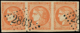 EMISSION DE BORDEAUX - 48   40c. Orange, BANDE De 3 Obl. GC 2863, TTB - 1870 Emisión De Bordeaux