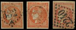 EMISSION DE BORDEAUX - 48   40c. Orange, 3 Nuances Choisies Oblitérées, TB - 1870 Emisión De Bordeaux