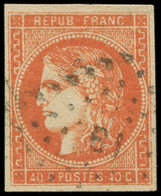 EMISSION DE BORDEAUX - 48e  40c. Orange Foncé, Obl. Ambulant BI, TB, Cote Et N° Maury - 1870 Emisión De Bordeaux