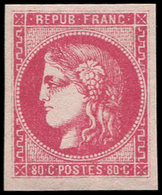** EMISSION DE BORDEAUX - 49b  80c. Rose VIF, Jolie Nuance Mais Inf. Froiss. Verticale D'origine - 1870 Emisión De Bordeaux