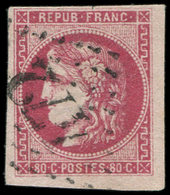 EMISSION DE BORDEAUX - 49   80c. Rose, Obl. GC 472, Pelurages, Aspect TTB - 1870 Emisión De Bordeaux