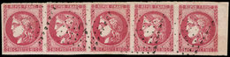 EMISSION DE BORDEAUX - 49   80c. Rose, BANDE De 5 Bdf Obl. ANCRE, R Et Superbe - 1870 Emisión De Bordeaux