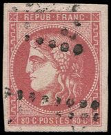 EMISSION DE BORDEAUX - 49d  80c. GROSEILLE Clair, Obl., TB, Certif. Behr - 1870 Emisión De Bordeaux