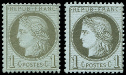 ** CERES DENTELE - 50 Et 50a, 1c. Vert-olive Et Vert Bronze, TB - 1871-1875 Cérès