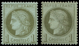 * CERES DENTELE - 50 Et 50a, 1c. Vert-olive Et Vert-bronze, Les 2 Inf. Ch., TB - 1871-1875 Cérès