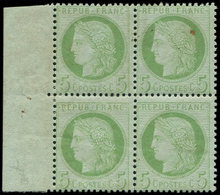 * CERES DENTELE - 53    5c. Vert-jaune Sur Azuré, BLOC De 4 Bdf, Gomme Mate, TB - 1871-1875 Ceres