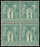 ** TYPE SAGE - 61    1c. Vert, BLOC De 4, Frais Et TB - 1876-1878 Sage (Type I)