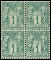 ** TYPE SAGE - 61    1c. Vert, BLOC De 4, 2 Ex. *, TB - 1876-1878 Sage (Type I)