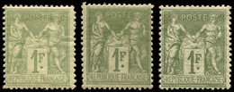 * TYPE SAGE - 82    1f. Olive, 3 Nuances, TB - 1876-1878 Sage (Type I)