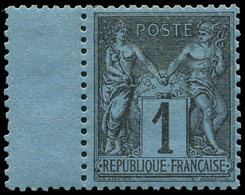 * TYPE SAGE - 84    1c. Noir Sur Bleu De PRUSSE, Bdf, Très Bon Centrage, TTB, Certif. Scheller - 1876-1878 Sage (Type I)