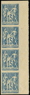 (*) TYPE SAGE - 90   15c. Bleu, BANDE De 4 Verticale NON DENTELEE Et Sans Gomme, FAUX Pour Servir, TB - 1876-1878 Sage (Type I)