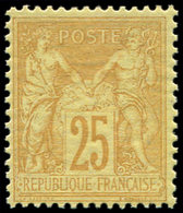 ** TYPE SAGE - 92   25c. Bistre Sur Jaune, Bien Centré, TTB - 1876-1878 Sage (Type I)