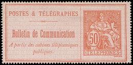 (*) TELEPHONE - Téléphone 18 : 50c. Rouge Sur Rose, TB - Telegrafi E Telefoni