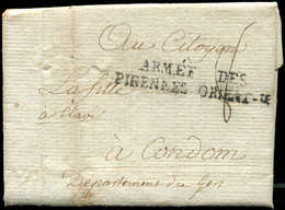 Let MARQUES POSTALES D'ARMEES - MP ARMEE DES/PIRENEES ORIENT-le S. LAC De Banyuls De L'An 2 Pour Condom, TB - Armeestempel (vor 1900)