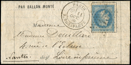 Let BALLONS MONTES - N°29B Obl. Etoile 15 S. LAC Formule, Càd R. Bonaparte 11/10/70, Arr. NANTES 15/10, TTB. LE LOUIS BL - War 1870