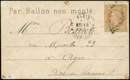 Let BALLONS MONTES - N°28B Obl. GC S. CP "Par Ballon Non Monté", Càd LA MAISON BLANCHE 14/10/70, Arr. AGEN 22/10, TB. LE - War 1870