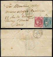Let Boules De Moulins -  N°46A Et 49 Touché Obl. GC 1706 S. LAC, Càd T17 GRANVILLE 24/1/71, Arr. PARIS 12/2, Affrt RR Su - Guerra Del 1870