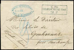 Let Guerre De 1870 -  Cachet K.PR./FELDPOST RELAIS N°66/24/2 S. LAC De Thunimont, Taxe 25 Au Crayon Bleu, Pour Gauhenans - Guerra De 1870