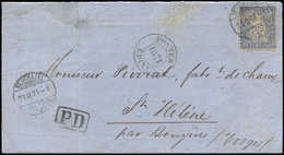 Let Guerre De 1870 -  Suisse 30c. Bleu Obl. NEUCHATEL 21/11/71 S. Env., Cachet POSTES/EPINAL/1871 Pour Ste Hélène, TB - Guerra De 1870