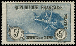 ** EMISSIONS DU XXème SIECLE - 155   1ère Série Orphelins,  5f. + 5f. Noir Et Bleu, Centrage Parfait, Gomme Non D'origin - Nuevos