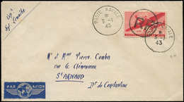 Let POSTE NAVALE MILITAIRE - Poste Navale 3 : 6c. Rouge, Surch. ORAN, Obl. POSTE NAVALE 3/1/45 S. Env., TB. C - Military Airmail