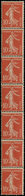 ** ROULETTES - 2   Semeuse Camée, 10c. Rouge, N°138, BANDE De 7, TB - Roulettes