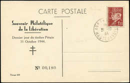 Let TIMBRES DE LIBERATION - ANNEMASSE 1f20 Brun-rouge Perforé Obl. 31/10/44 S. Carte Souvenir, TB - Liberation