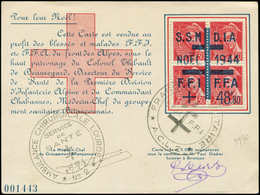 Let TIMBRES DE LIBERATION - BRIANCON 10 : +48f80 S. 30c. Rouge, BLOC De 4 Obl. S. Carte De Noël 1944, TB - Liberation